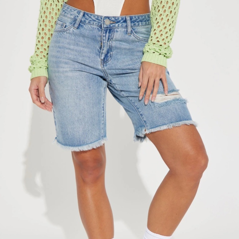 Fashion Nova non stretch denim shorts -13